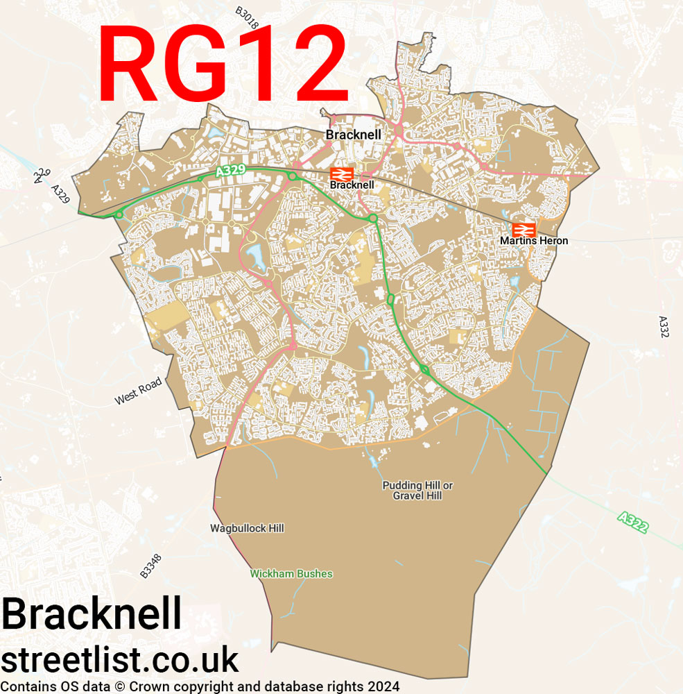 Map of the RG12 postcode