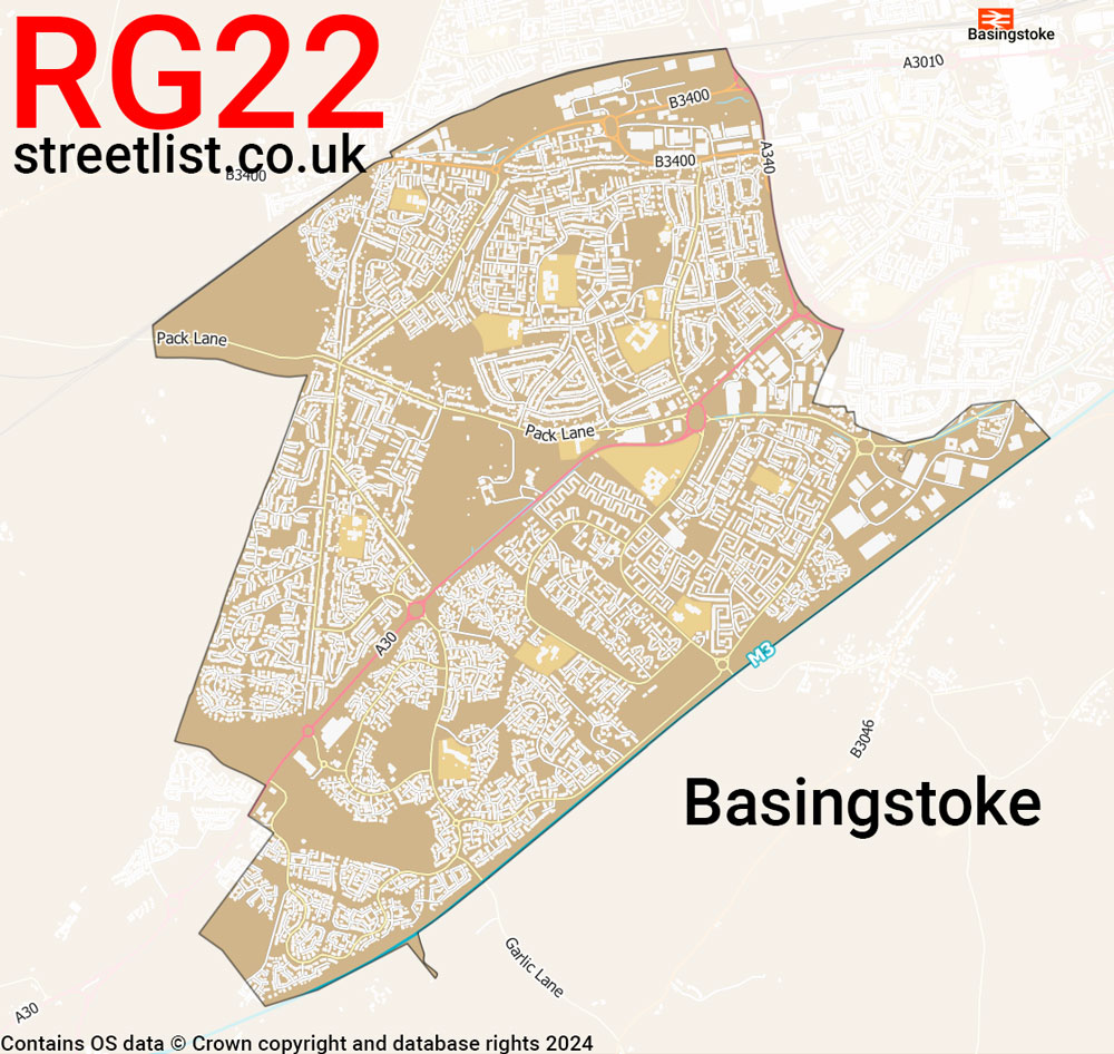 Map of the RG22 postcode