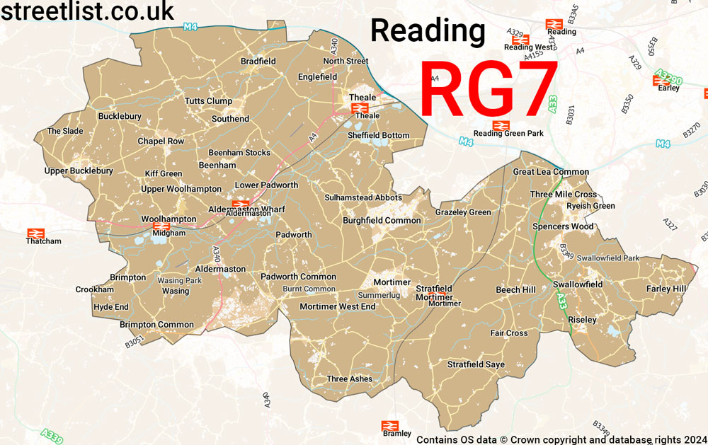 Map of the RG7 postcode