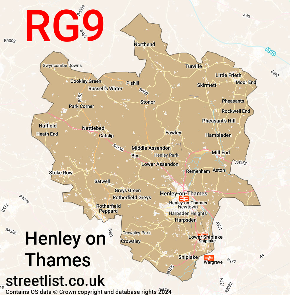 Map of the RG9 postcode