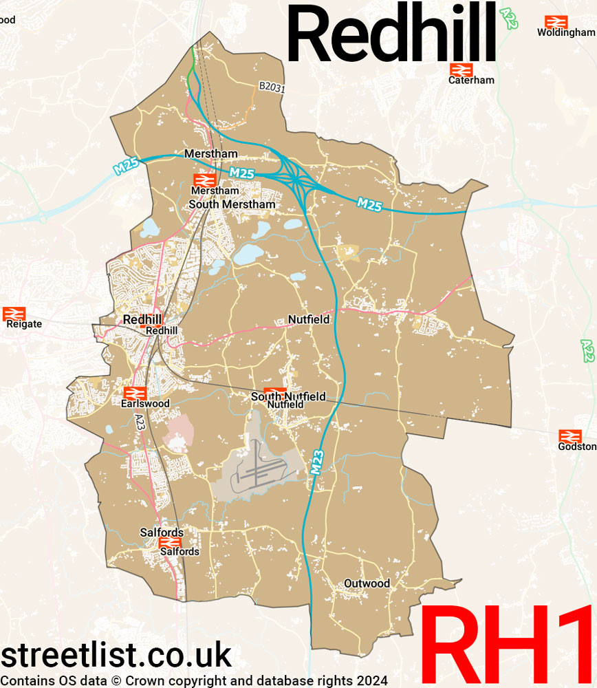 Map of the RH1 postcode