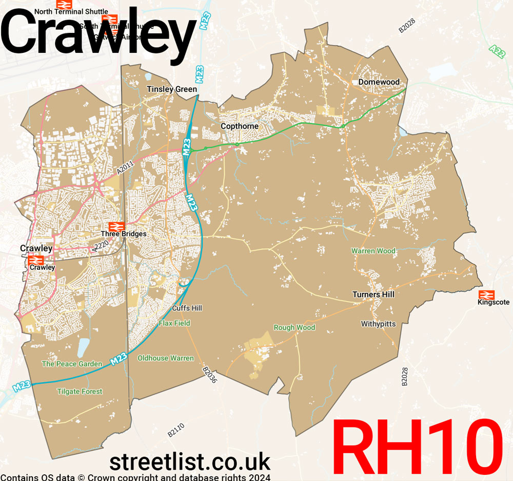 Map of the RH10 postcode