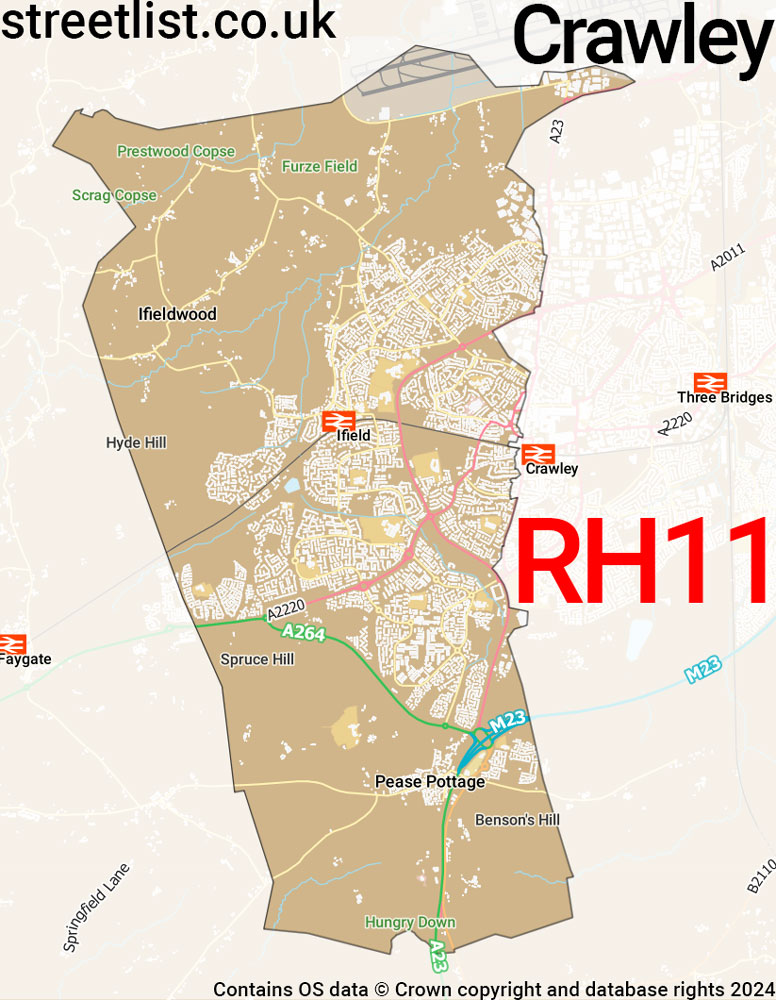 Map of the RH11 postcode