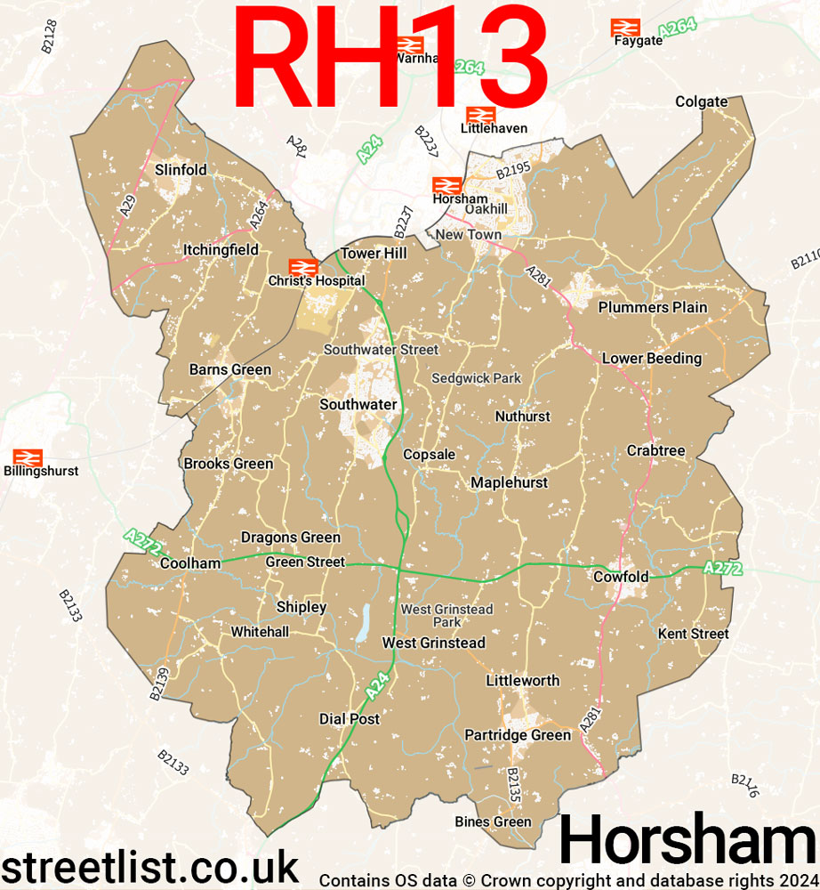 Map of the RH13 postcode