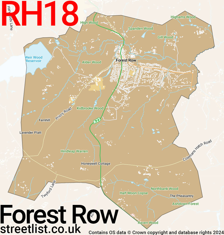 Map of the RH18 postcode