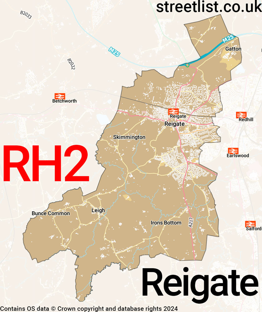 Map of the RH2 postcode