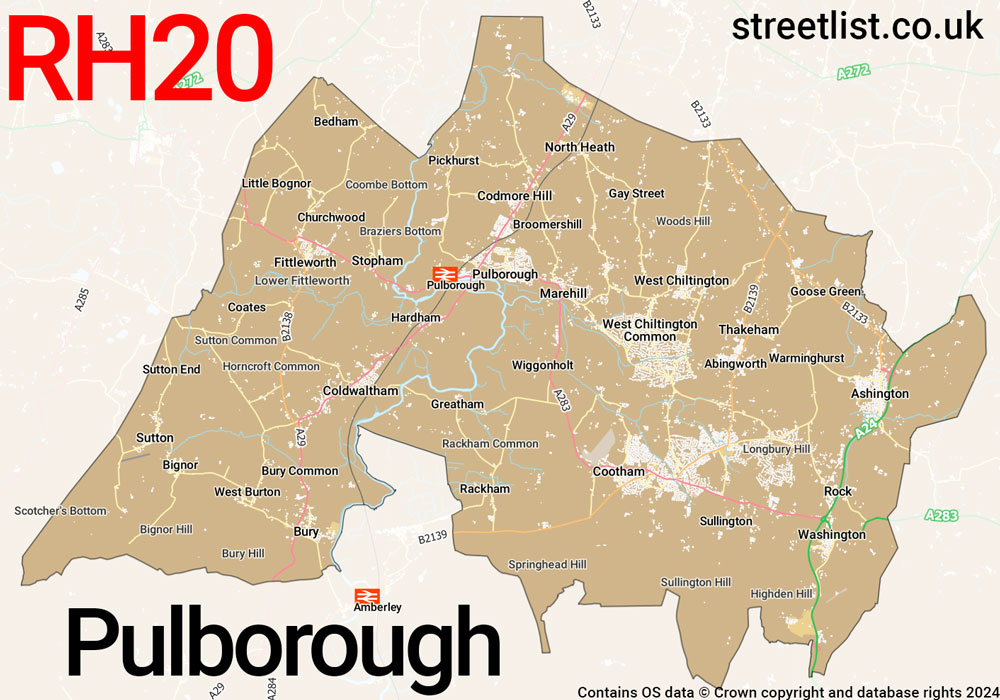 Map of the RH20 postcode