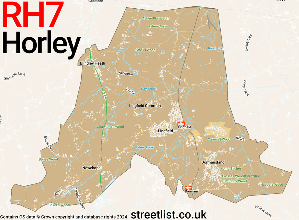 Map of the RH7 postcode