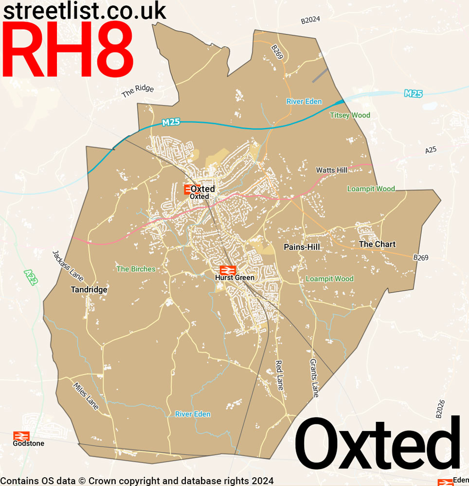 Map of the RH8 postcode