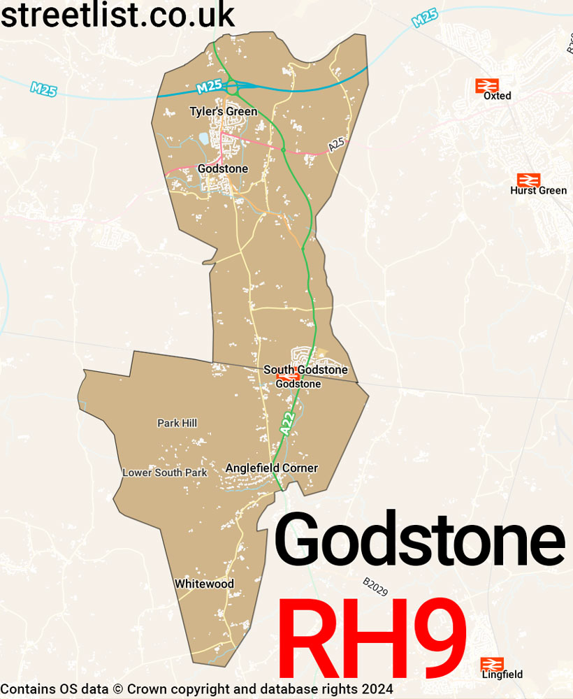 Map of the RH9 postcode