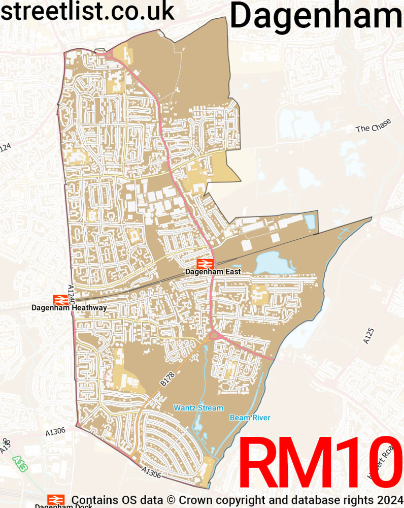 Map of the RM10 postcode