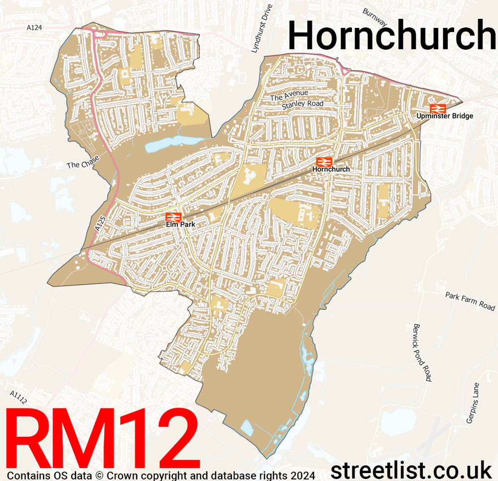 Map of the RM12 postcode