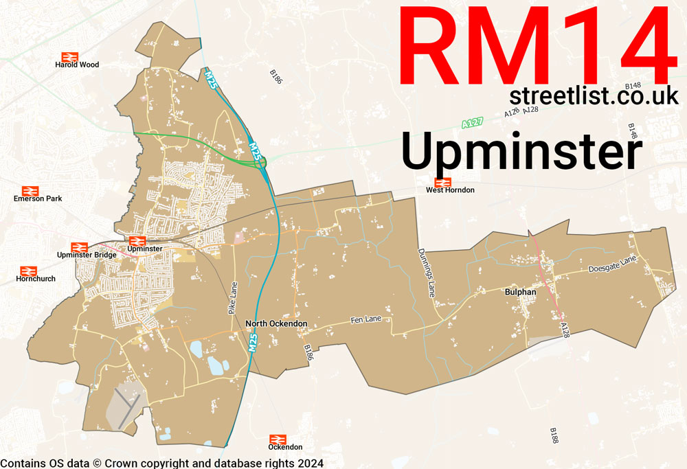 Map of the RM14 postcode