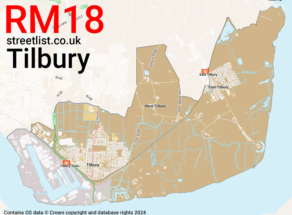 Map of the RM18 postcode