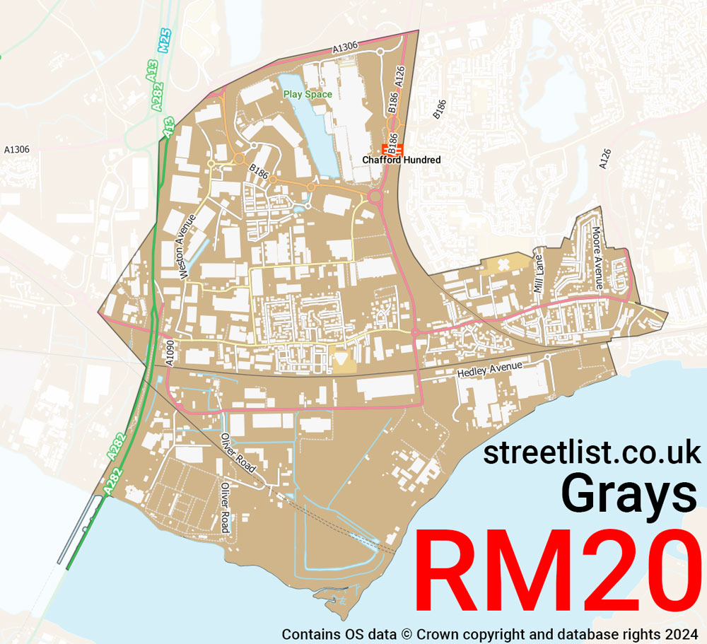 Map of the RM20 postcode