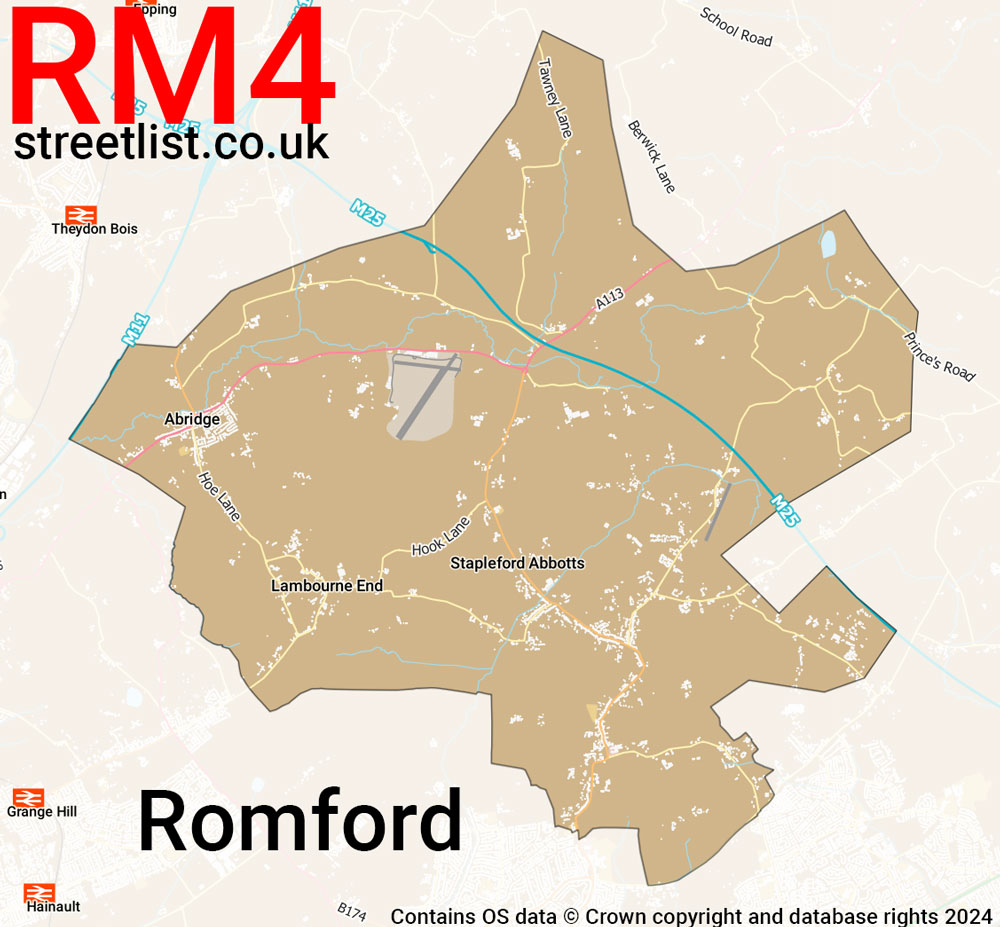 Map of the RM4 postcode