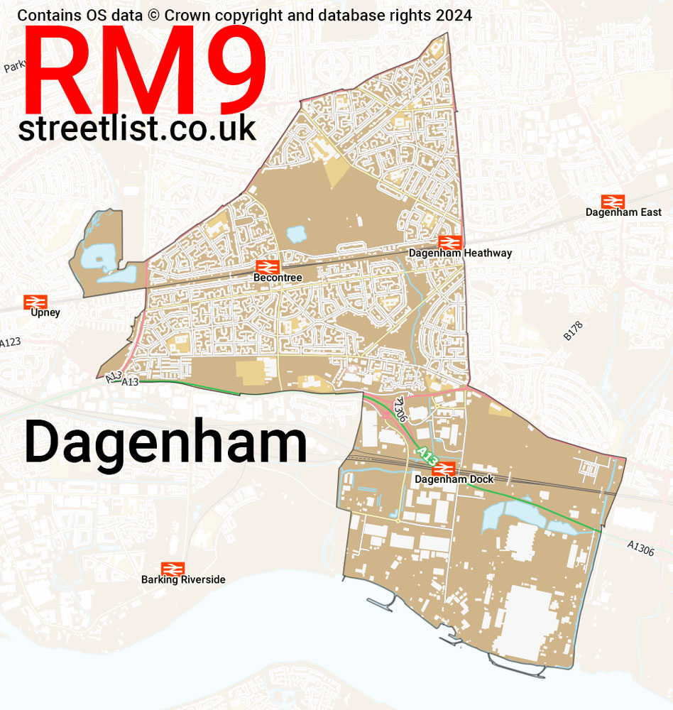 Map of the RM9 postcode