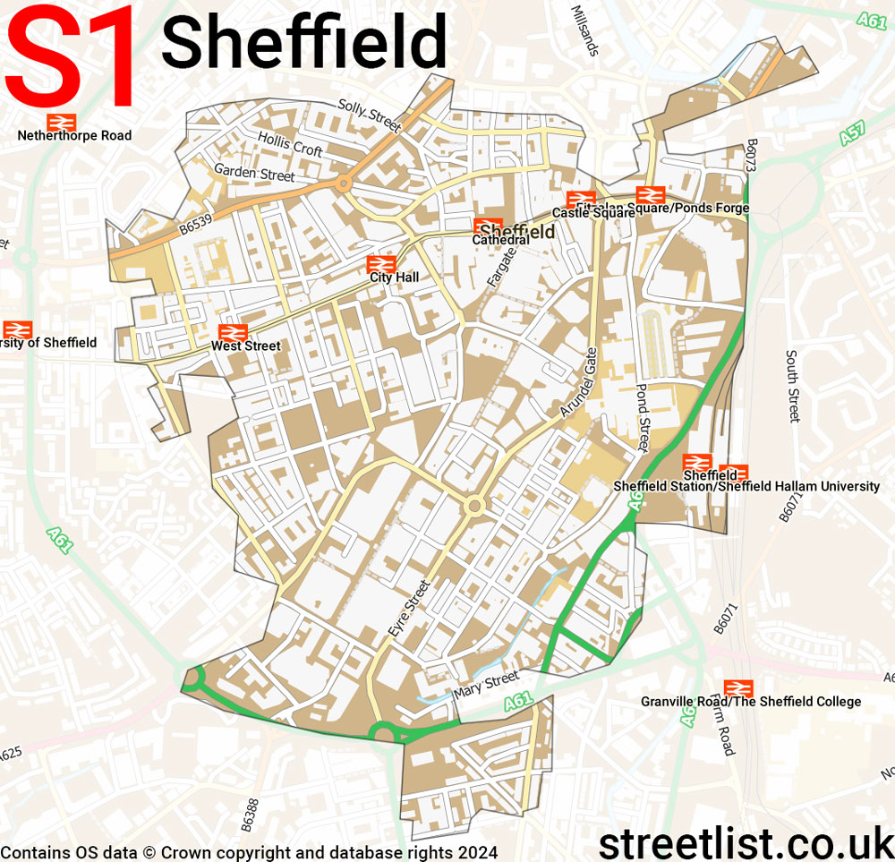 Map of the S1 postcode