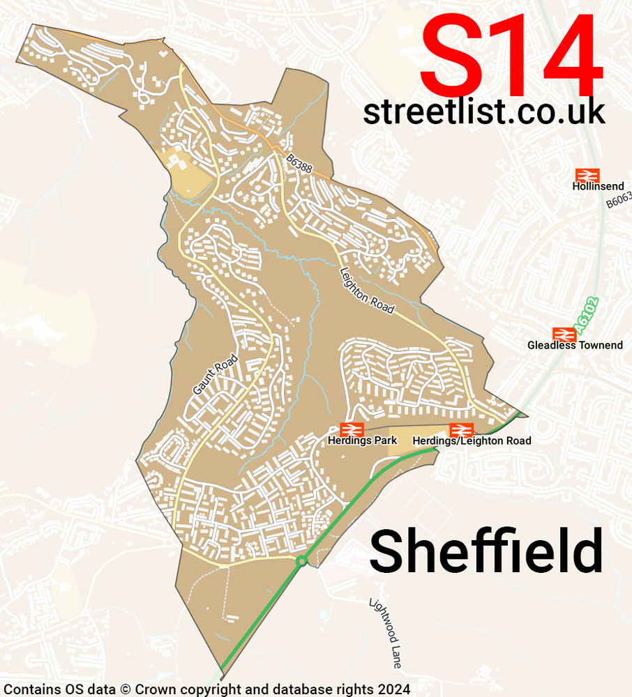 Map of the S14 postcode