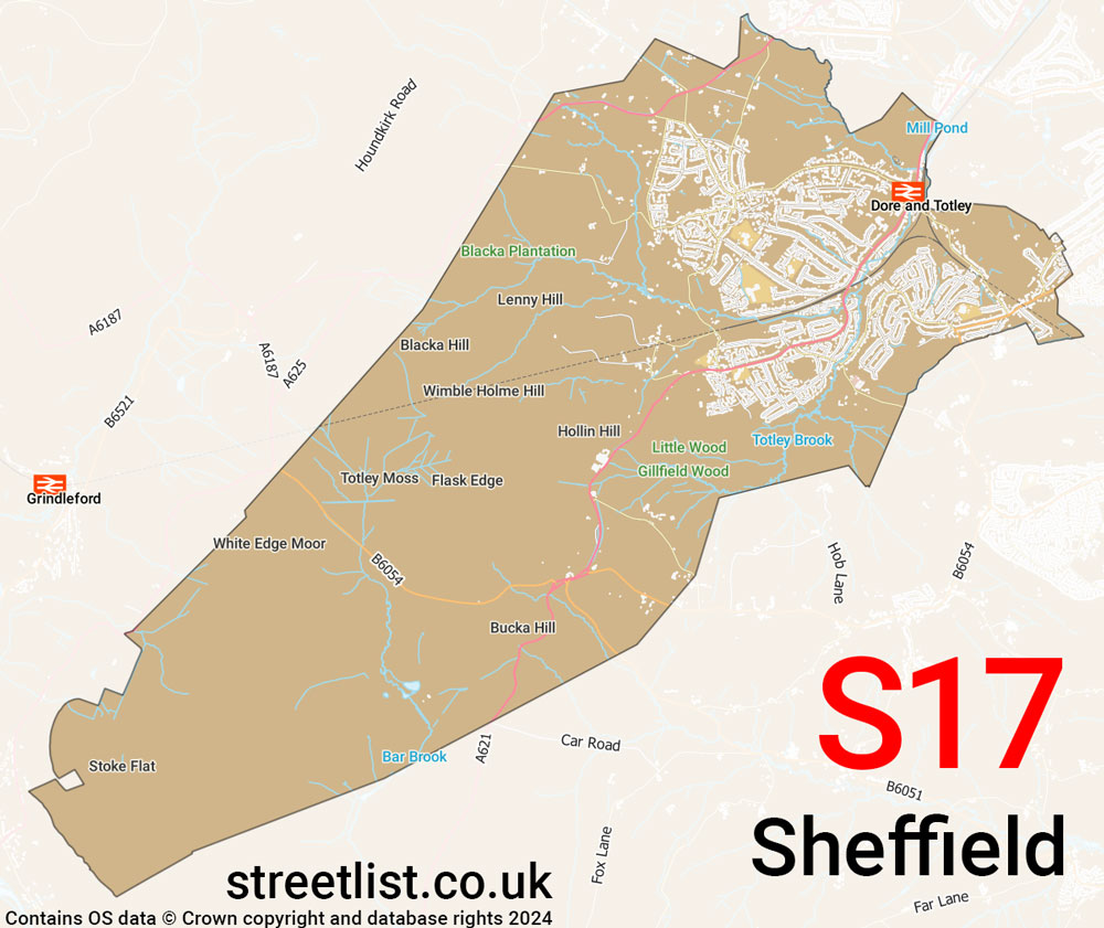 Map of the S17 postcode