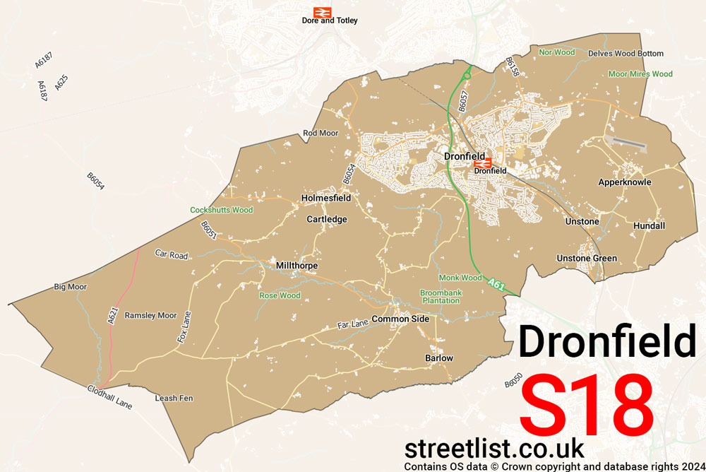 Map of the S18 postcode