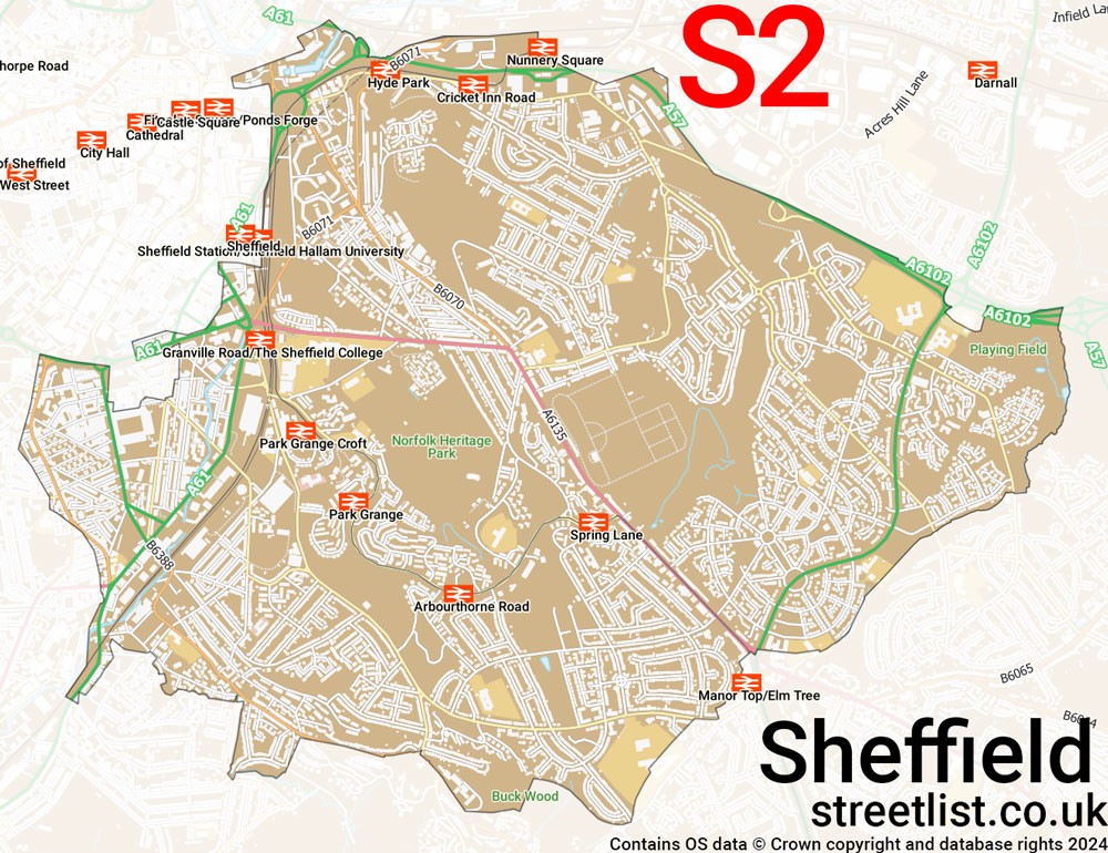 Map of the S2 postcode