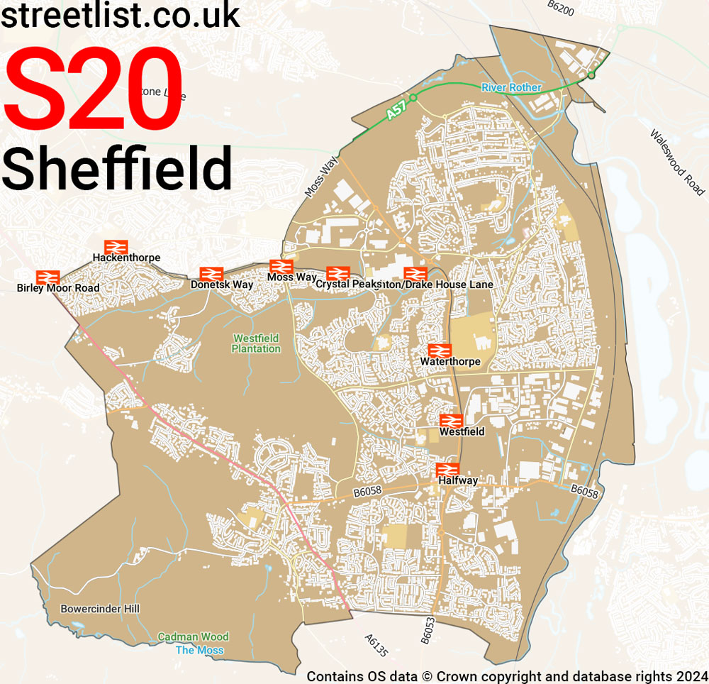 Map of the S20 postcode