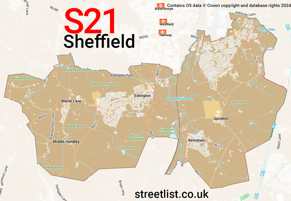 Map of the S21 postcode