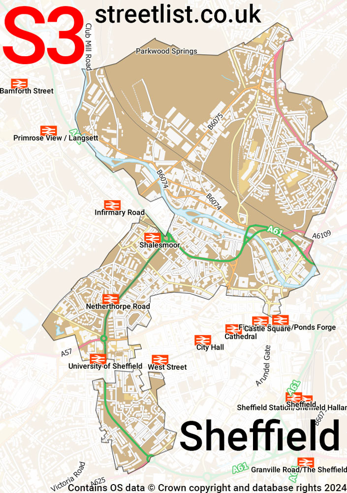 Map of the S3 postcode