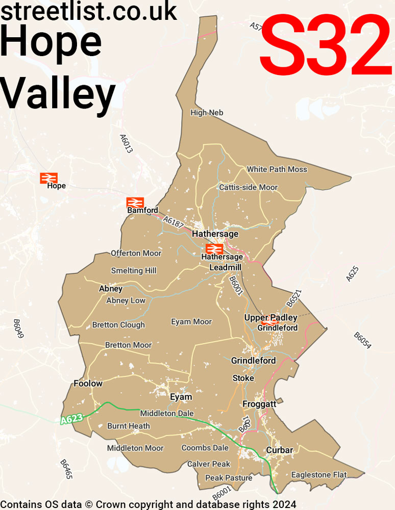 Map of the S32 postcode