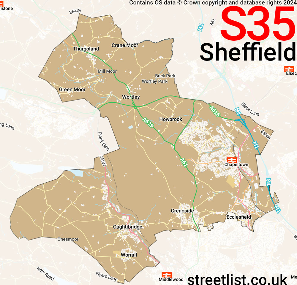 Map of the S35 postcode