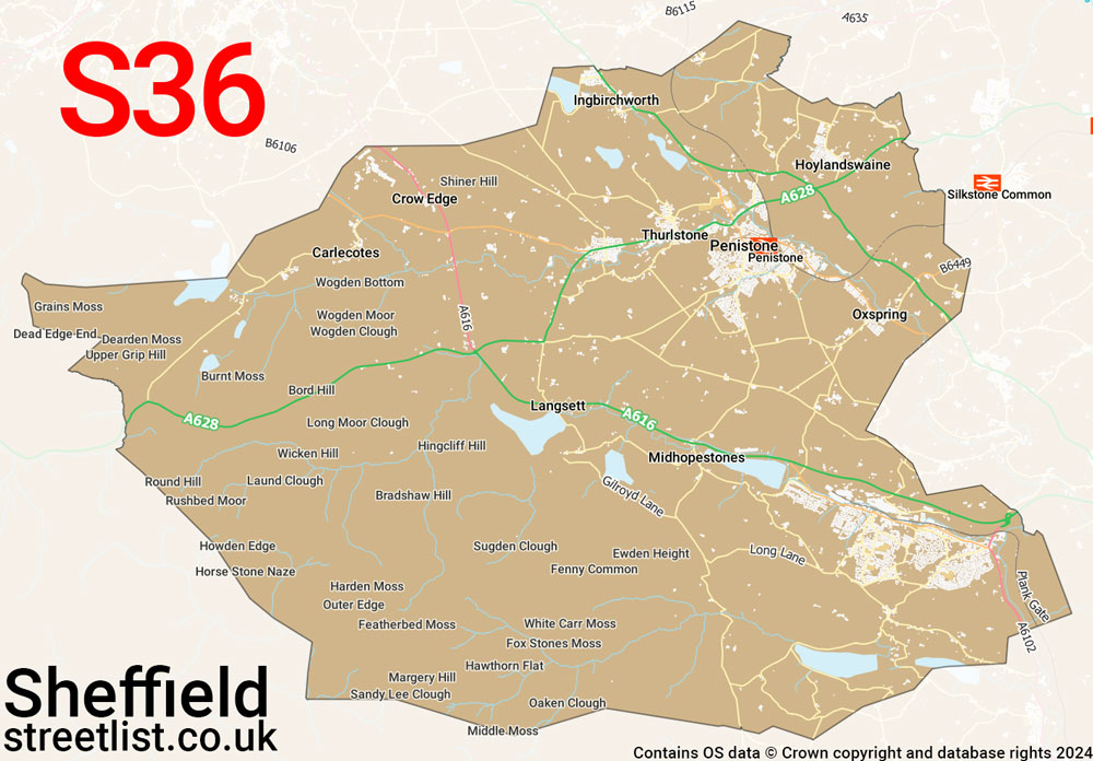 Map of the S36 postcode