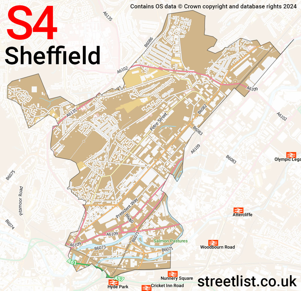 Map of the S4 postcode