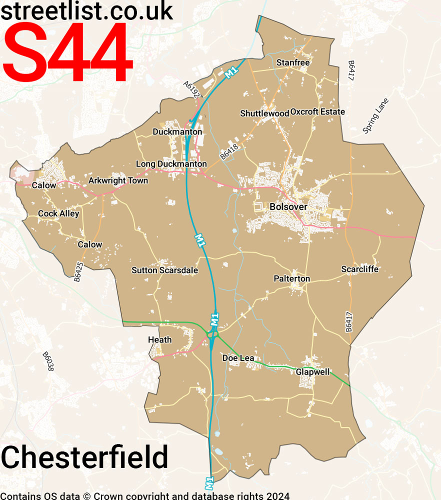 Map of the S44 postcode