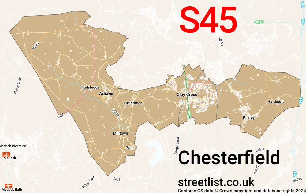 Map of the S45 postcode