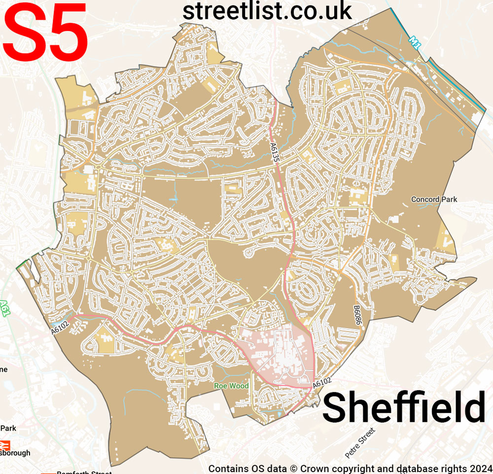 Map of the S5 postcode