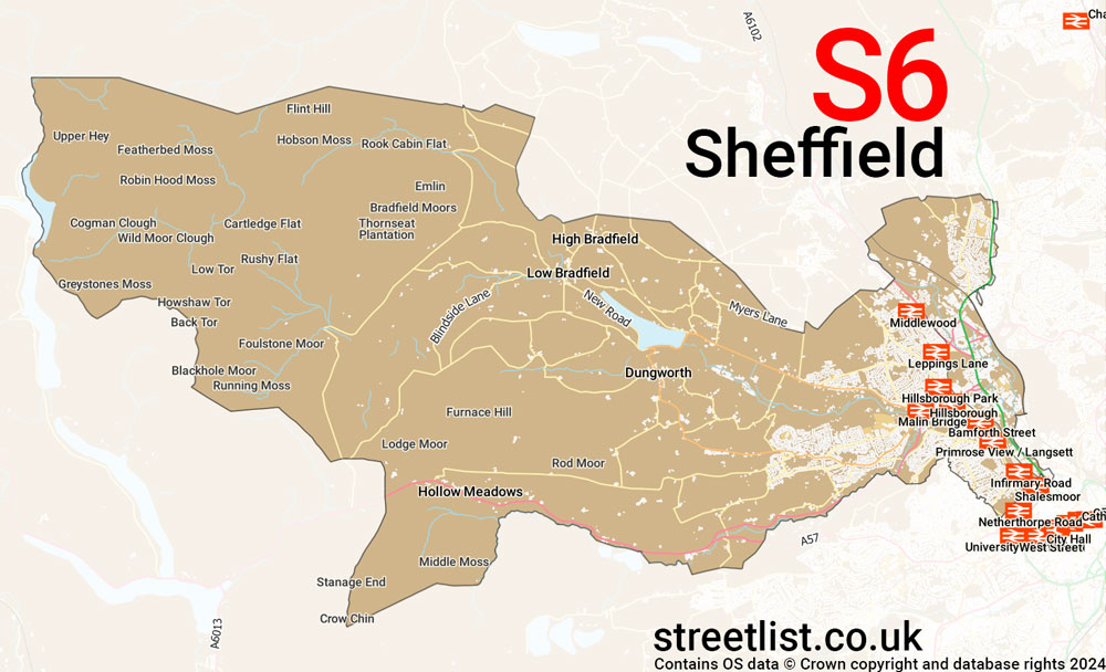 Map of the S6 postcode