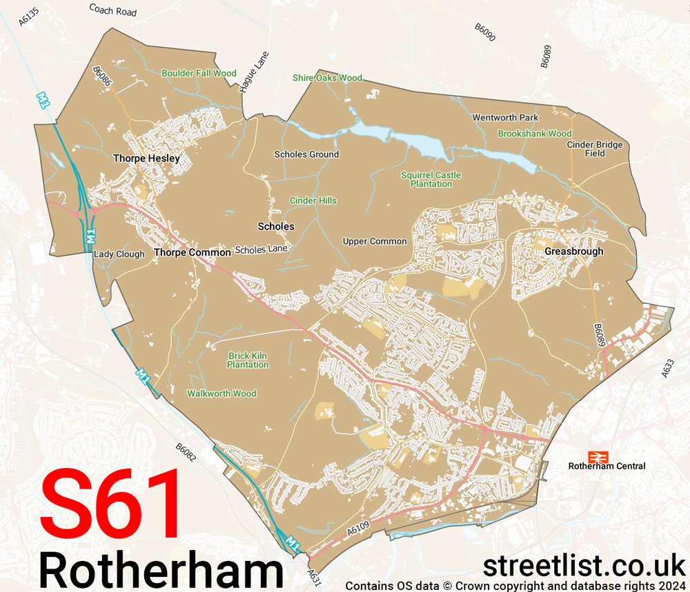 Map of the S61 postcode