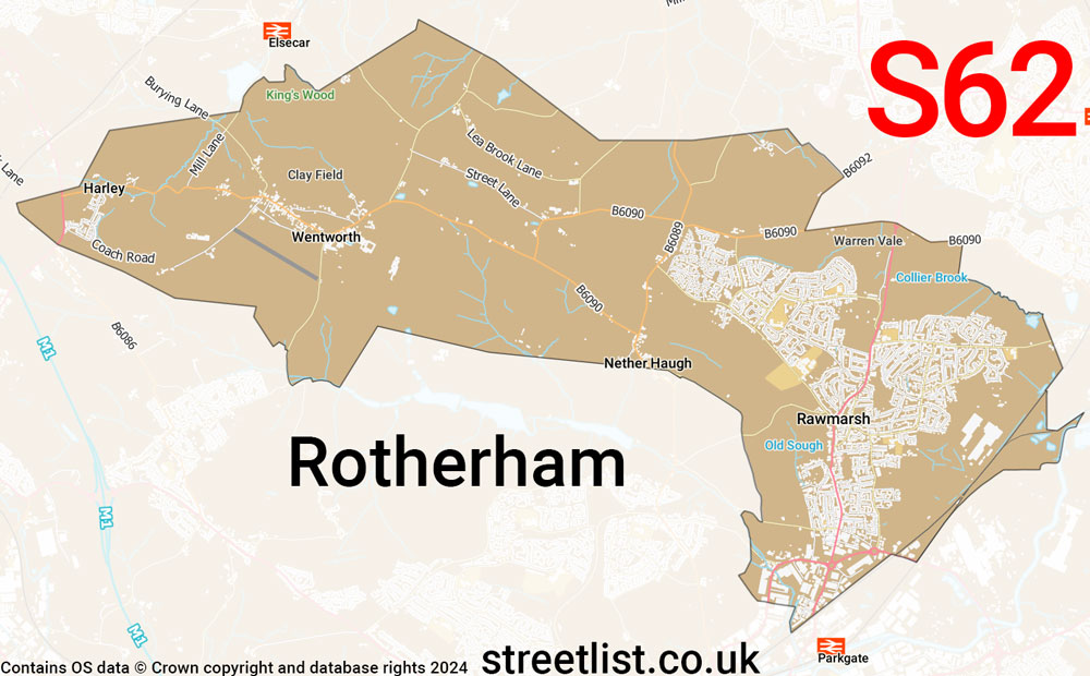 Map of the S62 postcode