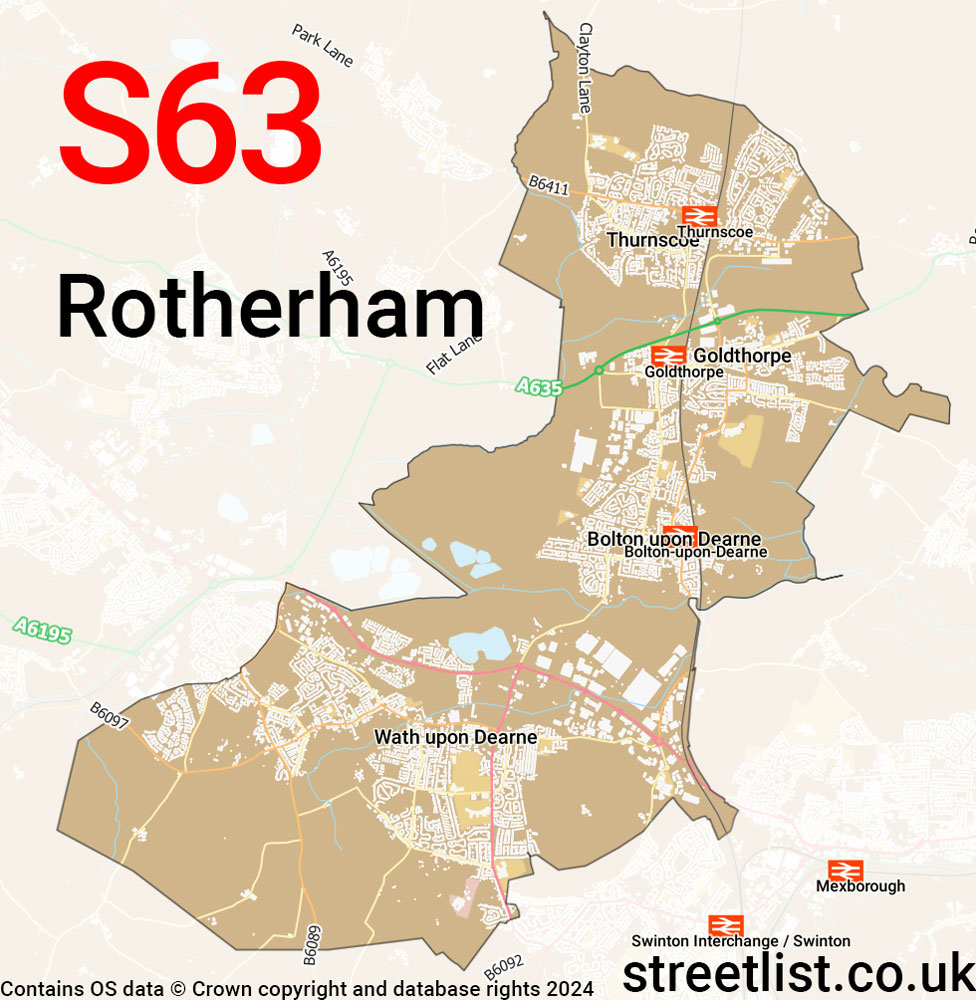 Map of the S63 postcode