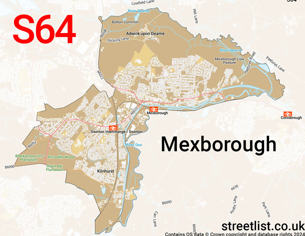 Map of the S64 postcode