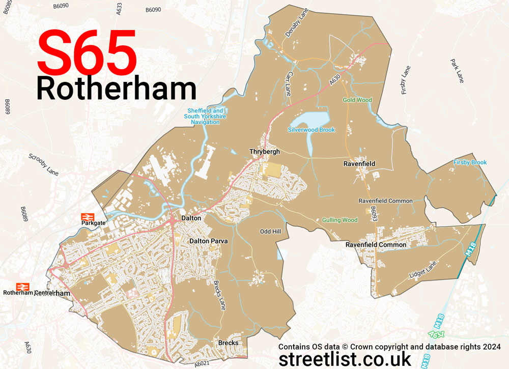 Map of the S65 postcode