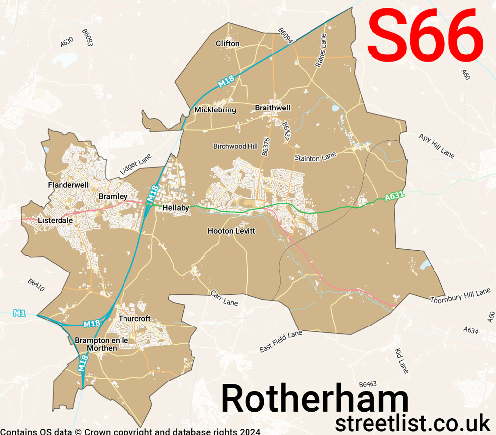 Map of the S66 postcode