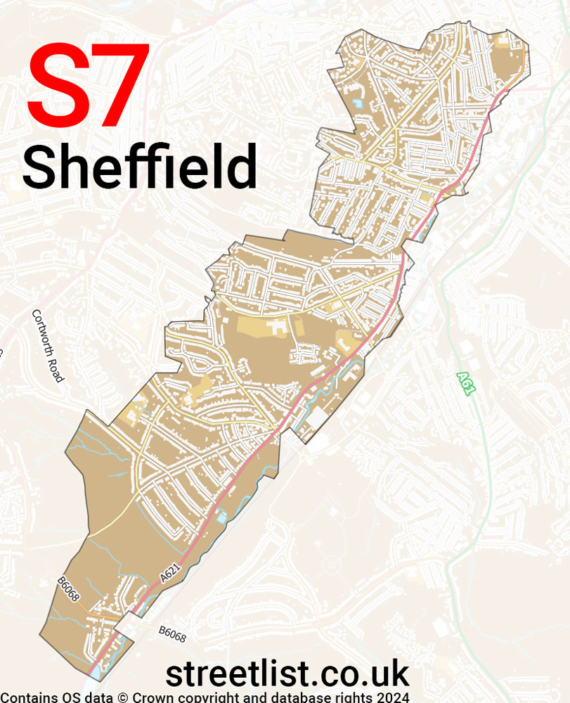 Map of the S7 postcode