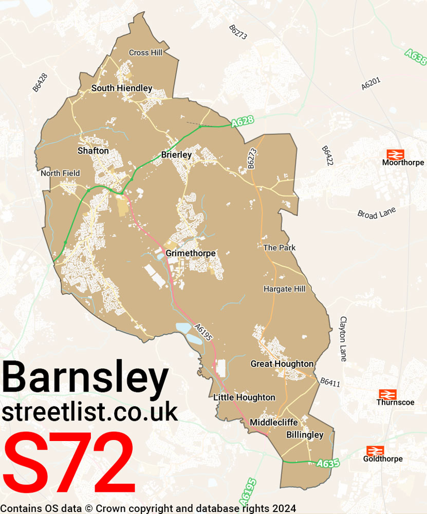 Map of the S72 postcode