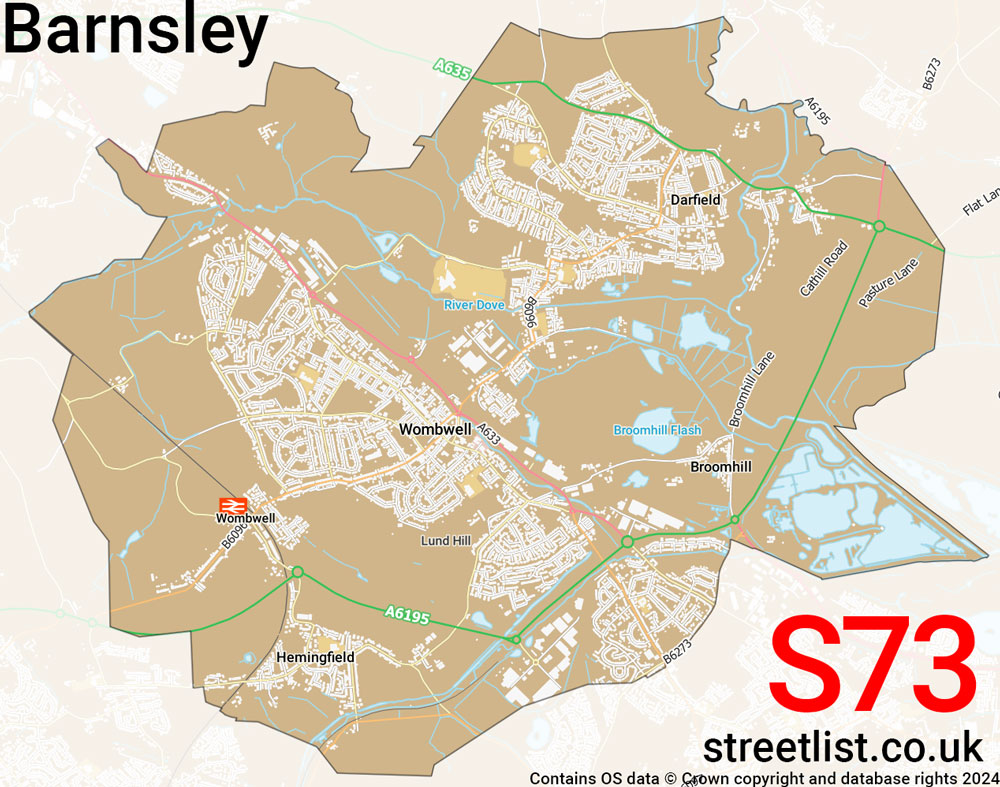 Map of the S73 postcode