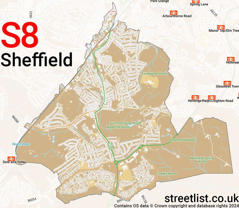 Map of the S8 postcode