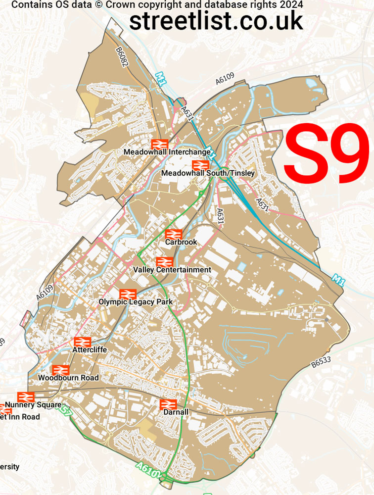 Map of the S9 postcode