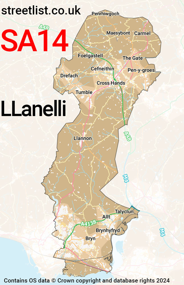 Map of the SA14 postcode