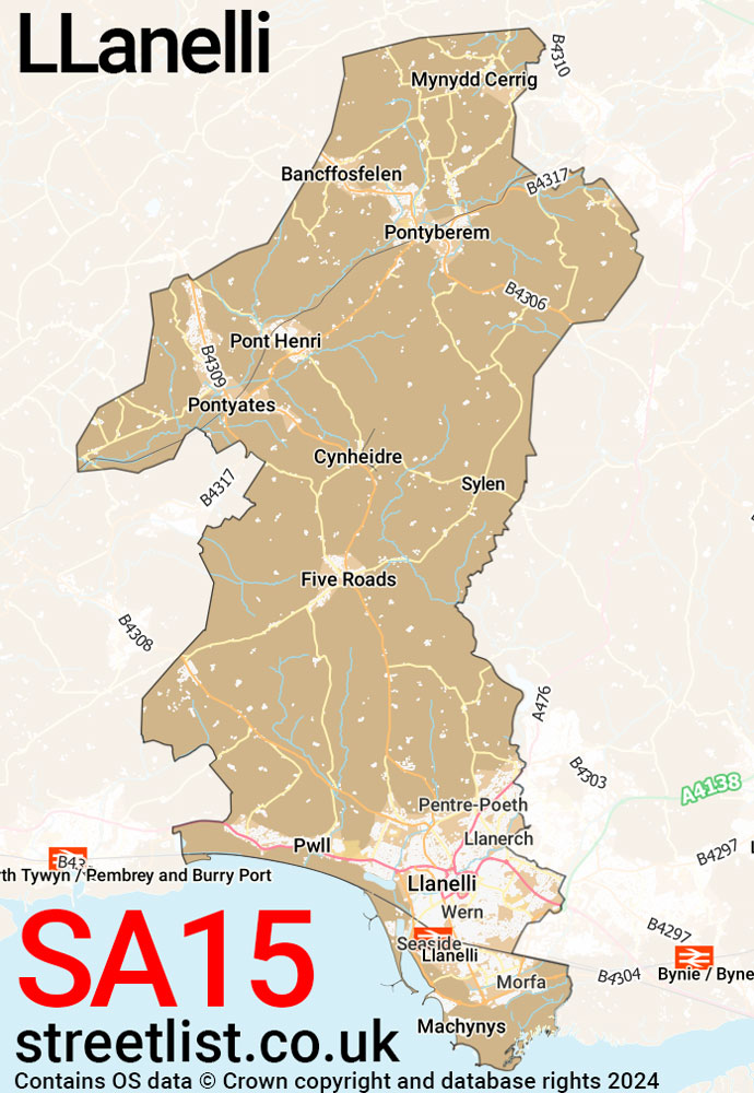 Map of the SA15 postcode